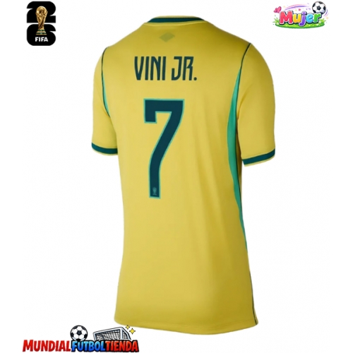 Camiseta Brasil Vinicius Junior #7 Primera Equipación Replica Mundial 2026 para mujer mangas cortas